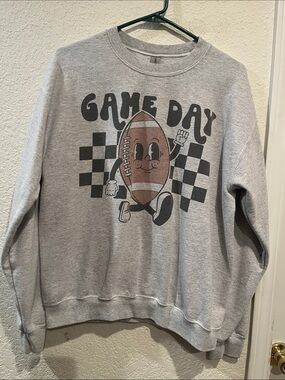Gildan Gray 'Game Day' Football Graphic Crewneck